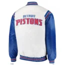 Detroit Pistons NBA Renegade White And Blue Satin Jacket