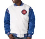 Detroit Pistons NBA Renegade White And Blue Varsity Jacket