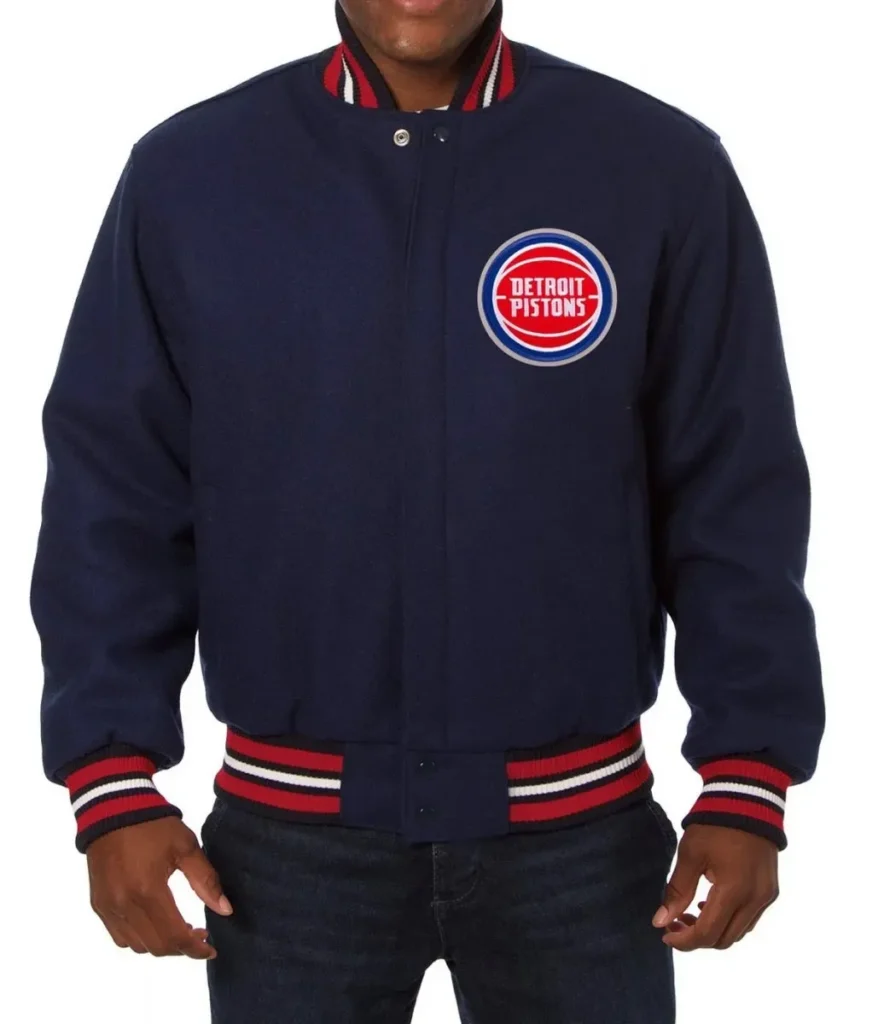 Detroit Pistons Navy Blue Varsity Wool Jacket