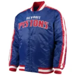 Detroit Pistons Striped Blue Varsity Satin Jacket