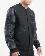 Detroit Pistons Triple Black Wool Varsity Satin Jackets