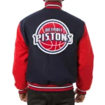 Detroit Pistons Two-Tone Navy Red Varsity Wool Jackets