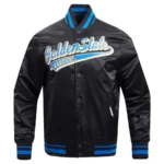 Golden State Warriors Script Tail Satin Varsity Jacket