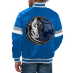 Home Game Dallas Mavericks Blue Varsity Full-Snap Satin Jacket