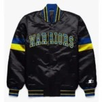 Home Game Golden State Warriors Black Varsity Satin Jacket