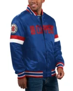 LA Clippers Royal Home Game Starter Satin Varsity Jacket