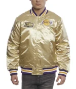 LA Lakers Championship Game Gold Satin Jacket