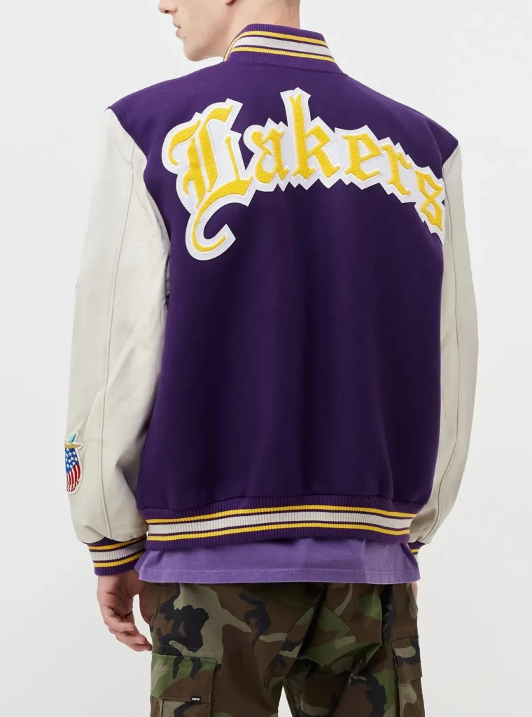 LA Lakers Purple and White Wool Letterman Jackets