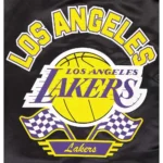 LA Lakers Rally Drive Full-Snap Satin Black Jacket