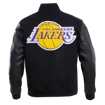 Lakers Los Angeles Gradient Logo Black Wool Varsity Jackets