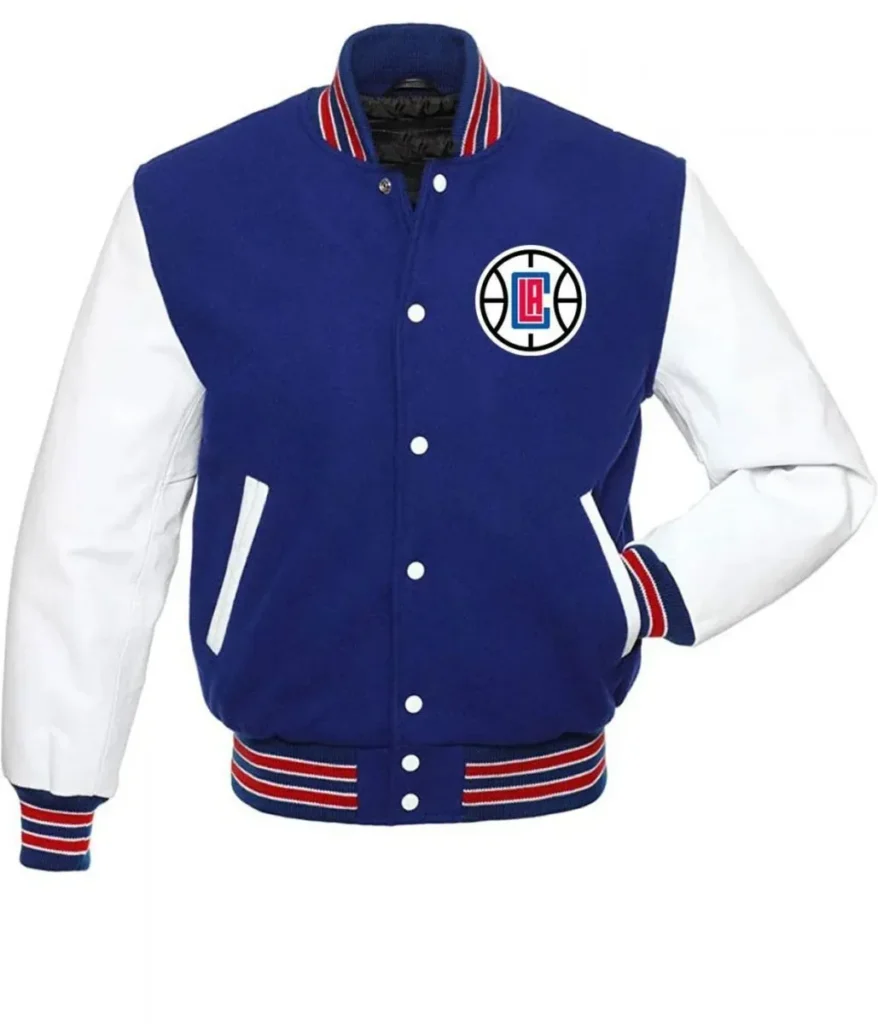 Los Angeles Clippers Basketball Blue and White Varsity Jacket