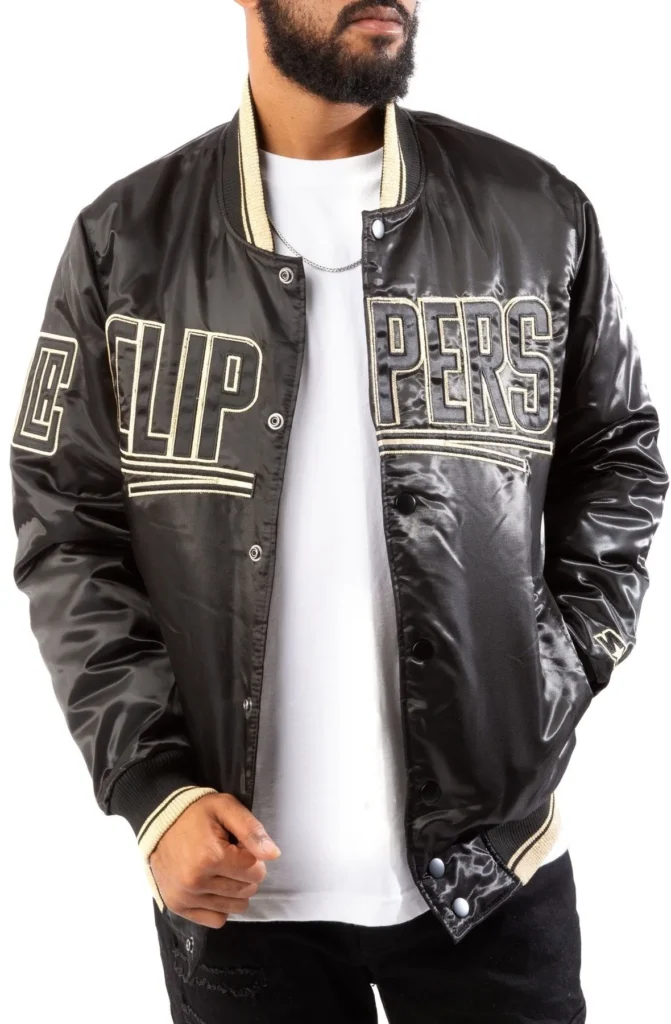 Los Angeles Clippers Black And Gold Bomber Satin Jacket