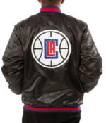 Los Angeles Clippers Black Satin Bomber Starter Varsity Jacket