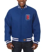 Los Angeles Clippers JH Design Blue Wool Varsity Jacket