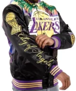 Los Angeles Lakers Championship Black Satin Varsity Lettermen Bomber Jacket