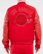 Los Angeles Lakers Classic Triple Red Wool Bomber Varsity Jacket