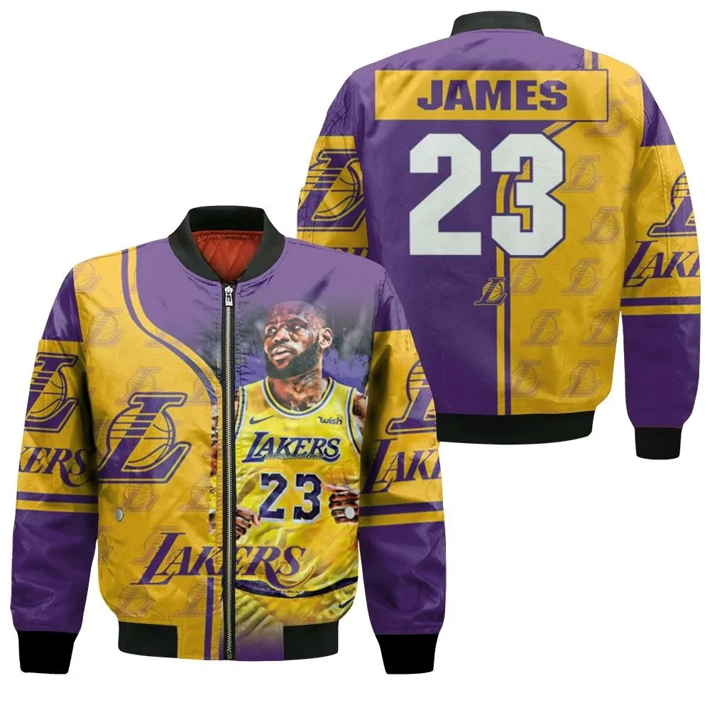 Los Angeles Lakers King James Varsity Bomber Jacket