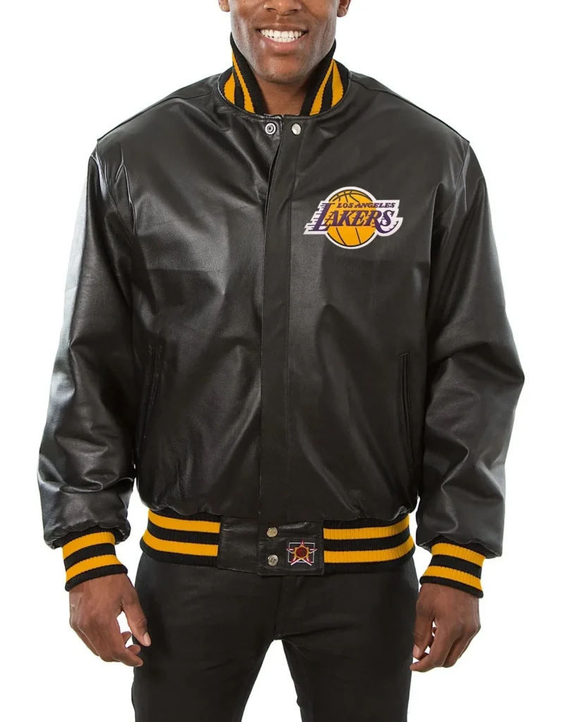 Los Angeles Lakers Leather Varsity Black Jacket