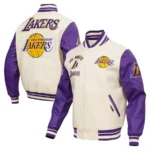 Los Angeles Lakers Retro Classic Cream Varsity Full-Zip Jackets