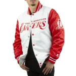 Los Angeles Lakers White And Red Satin Starter Jackets