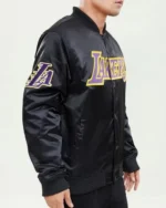 Los Angeles Lakers Wordmark Black Satin Jackets