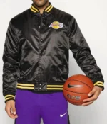 Los Angeles Lakers Wordmark Black Varsity Bomber Jacket