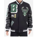 Mashup Milwaukee Bucks Black Varsity Jacket