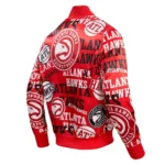 Mens NBA Atlanta Hawks Aop Printed Satin Varsity Jackets