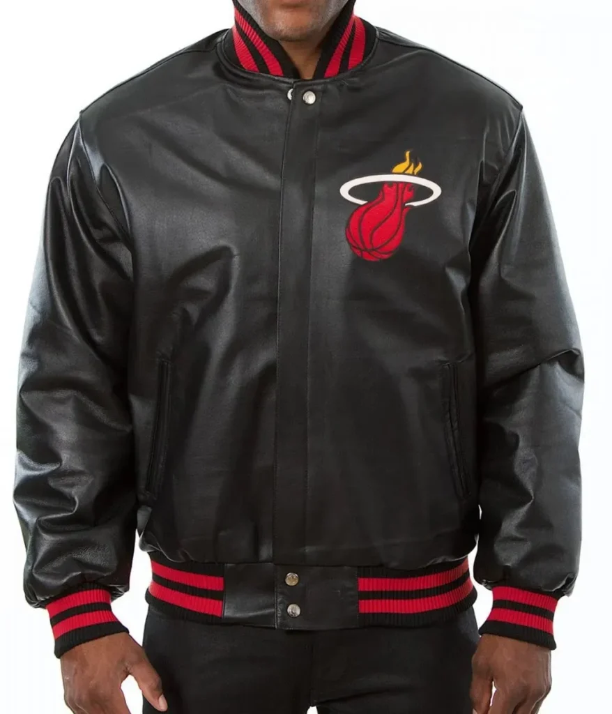 Miami Heat Black Leather Varsity Jacket