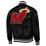 Miami Heat Mash Up Black Satin Full-Snap Bomber Jacket