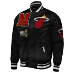 Miami Heat Mash Up Bomber Black Satin Jackets