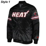 Miami Heat Pick & Roll Black Varsity Satin Jacket