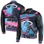 Miami Heat Pyramid Black Full-Snap Black Varsity Jacket