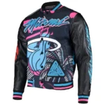 Miami Heat Pyramid Black Full-Snap Black Varsity Jackets