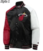 Miami Heat Reliever Black and Red Full-Snap Satin Jacket