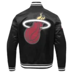 Miami Heat Script Tail Full-Snap Black Satin Jacket