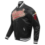 Miami Heat Script Tail Full-Snap Black Varsity Jacket