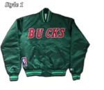 Milwaukee Bucks Ambassador Green and White Satin Jacket