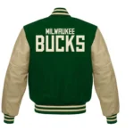 Milwaukee Bucks Beige and Green Letterman Jackets