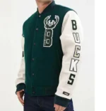 Milwaukee Bucks Green and White Varsity Jacket