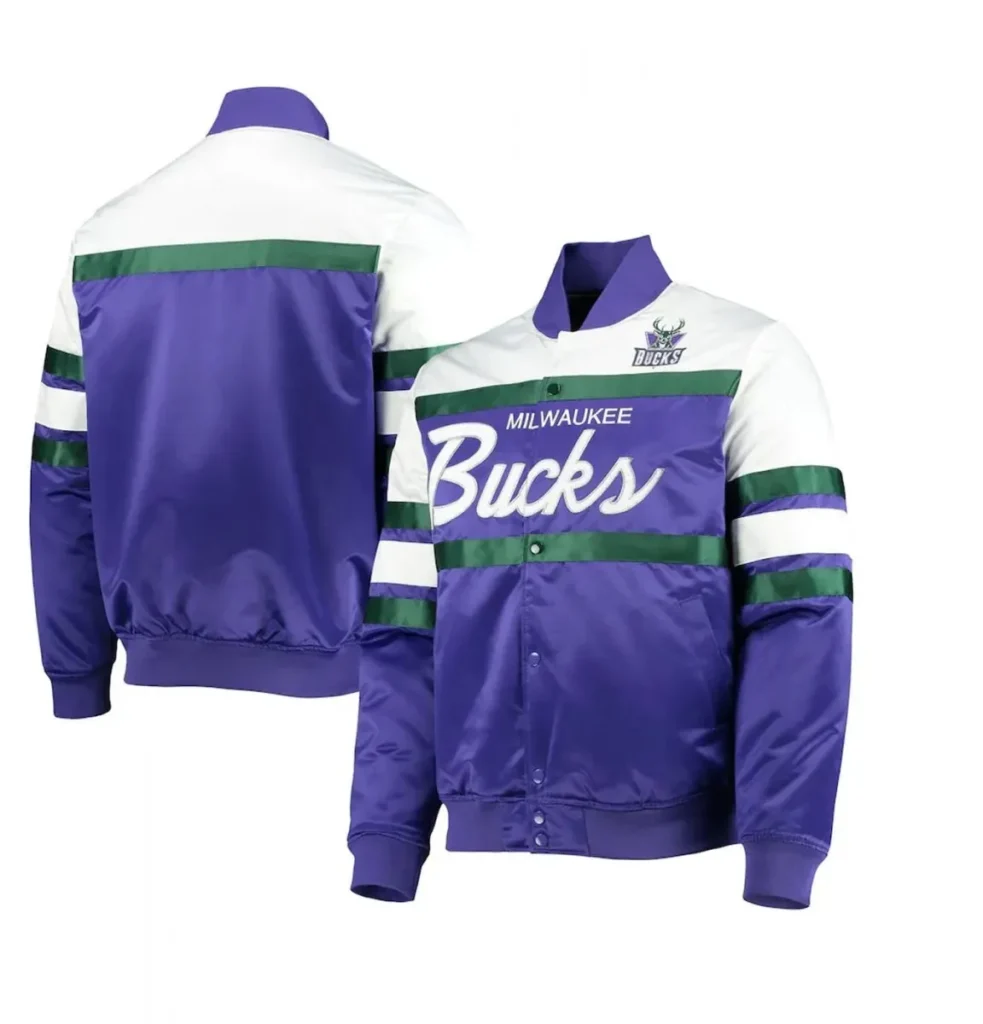 Milwaukee Bucks Hardwood Classics Script Purple Satin Jacket