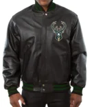 Milwaukee Bucks Leather Varsity Black Jacket