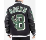 Milwaukee Bucks Mashup Varsity Black Jacket