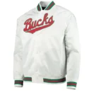 Milwaukee Bucks White Hardwood Classics Satin Jackets