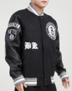 NBA Brooklyn Nets Old English Letterman Wool Varsity Jacket