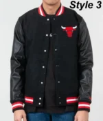 NBA Chicago Bulls Bomber Varsity Black and Grey Jacket