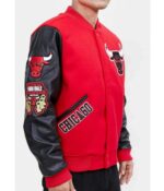 NBA Chicago Bulls Red and Black Varsity Jacket