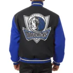 NBA Dallas Mavericks Black,Blue Varsity Wool Full-Snap Jacket