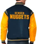 NBA Denver Nuggets Blue and Yellow Starter Satin Varsity Jacket