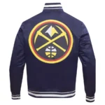 NBA Denver Nuggets Script Tail Navy Full-Snap Satin Varsity Jackets